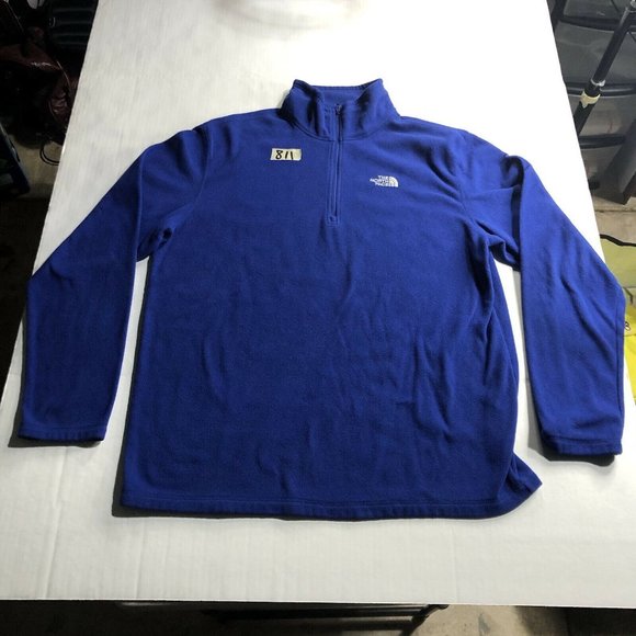 The North Face Mens Size Large Blue Long Sleeve Fleece 1/4 Zip Sweater - Picture 2 of 6